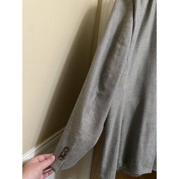Vintage Alexander Julian Classics Blazer 48R Gray Herringbone Silk Wool Linen - Picture 10 of 16